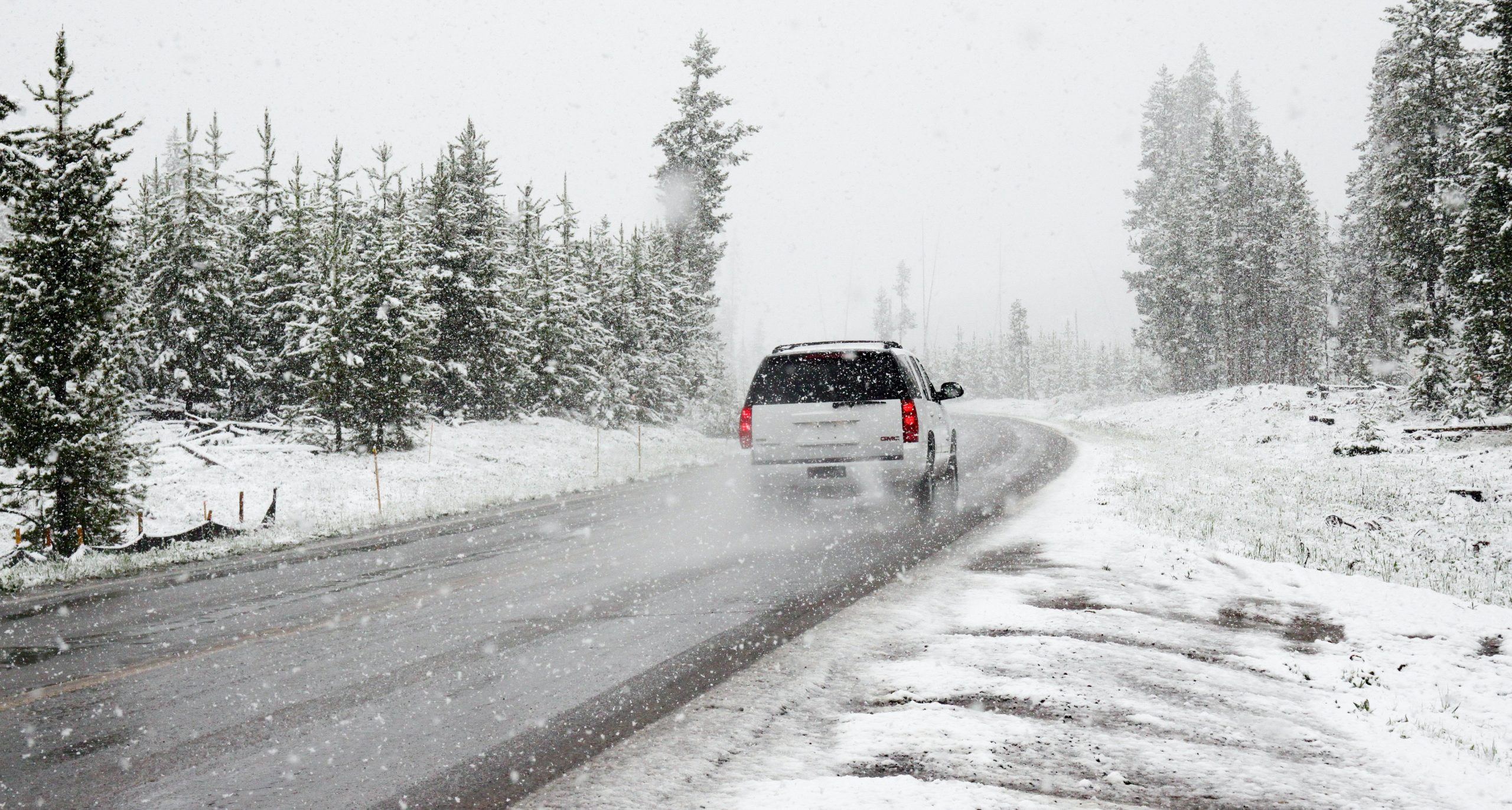 car on snowy road